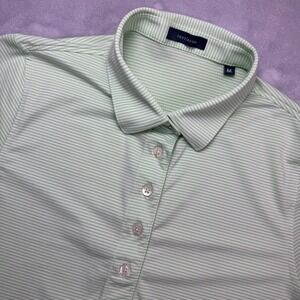Turtleson Women's Striped Golf Polo Shirt Short Sleeve Light Green Size M